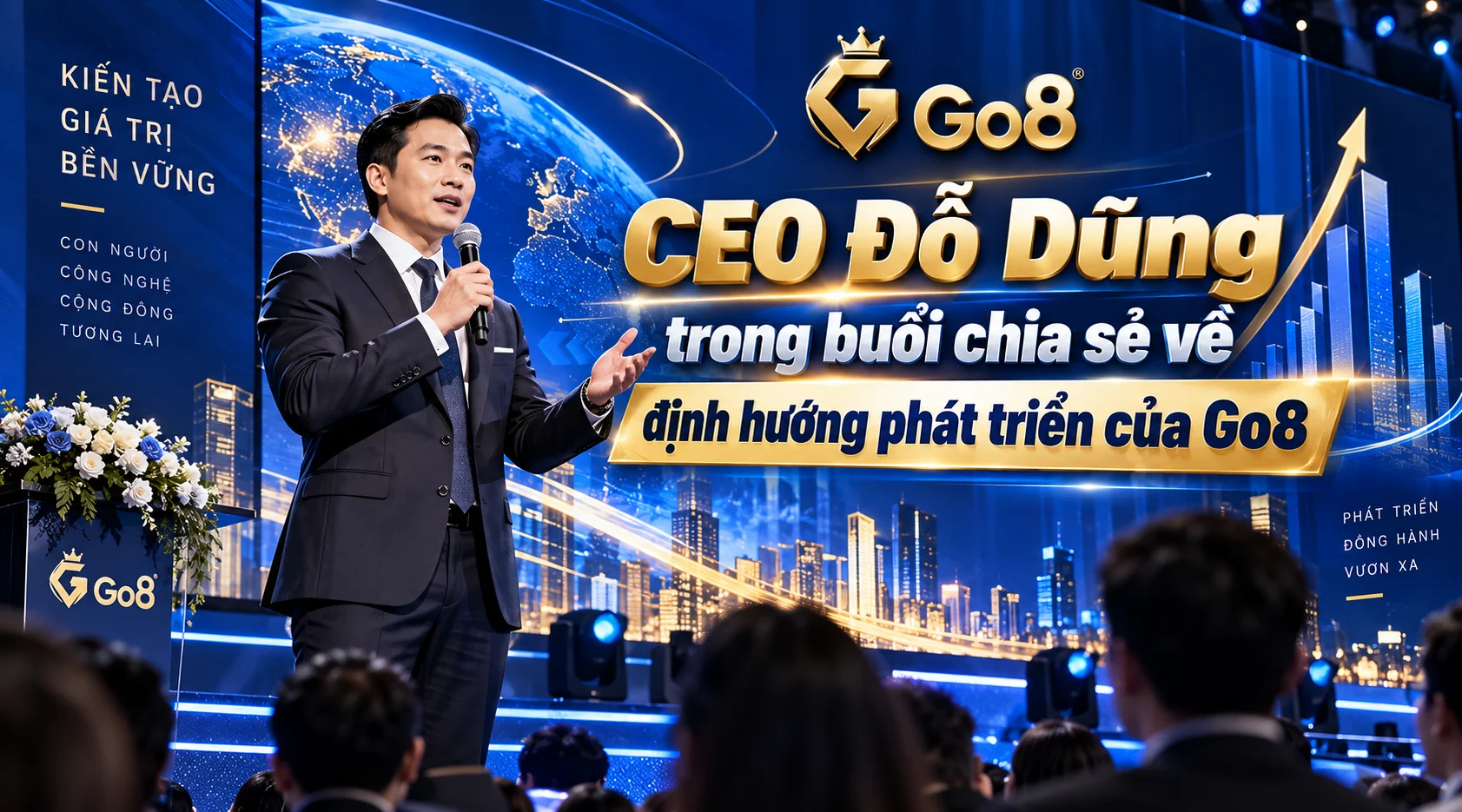 CEO Đỗ Dũng trong buổi chia sẻ về định hướng phát triển của Go8