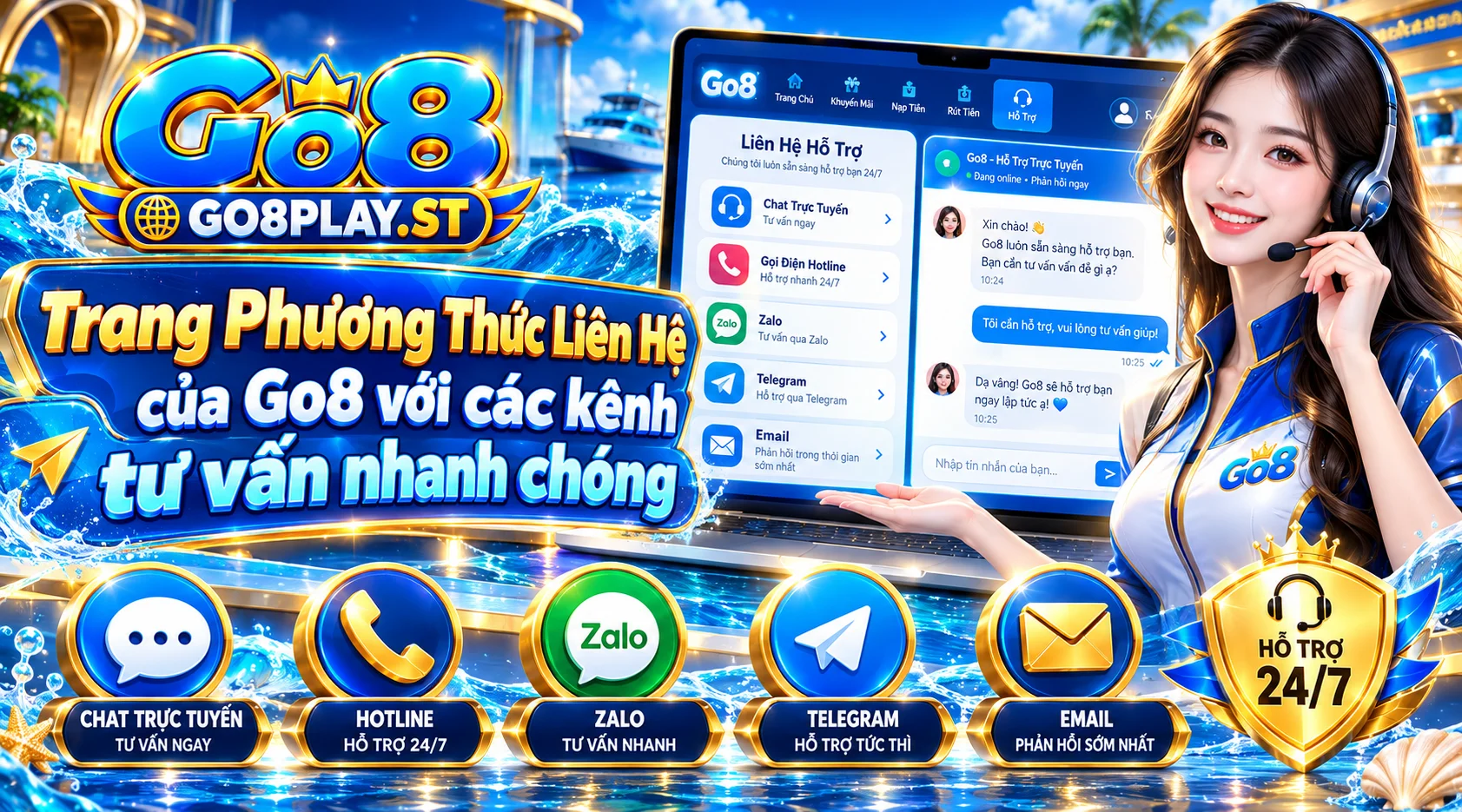 Trang Phương Thức Liên Hệ của Go8 với các kênh tư vấn nhanh chóng