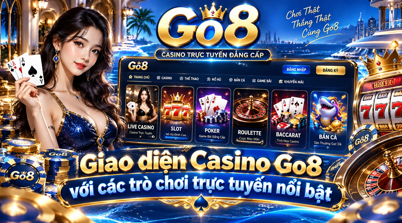 Giao diện Casino Go8 với các trò chơi trực tuyến nổi bật