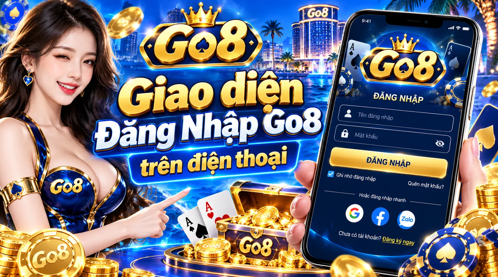 Giao diện Đăng Nhập Go8 trên điện thoại