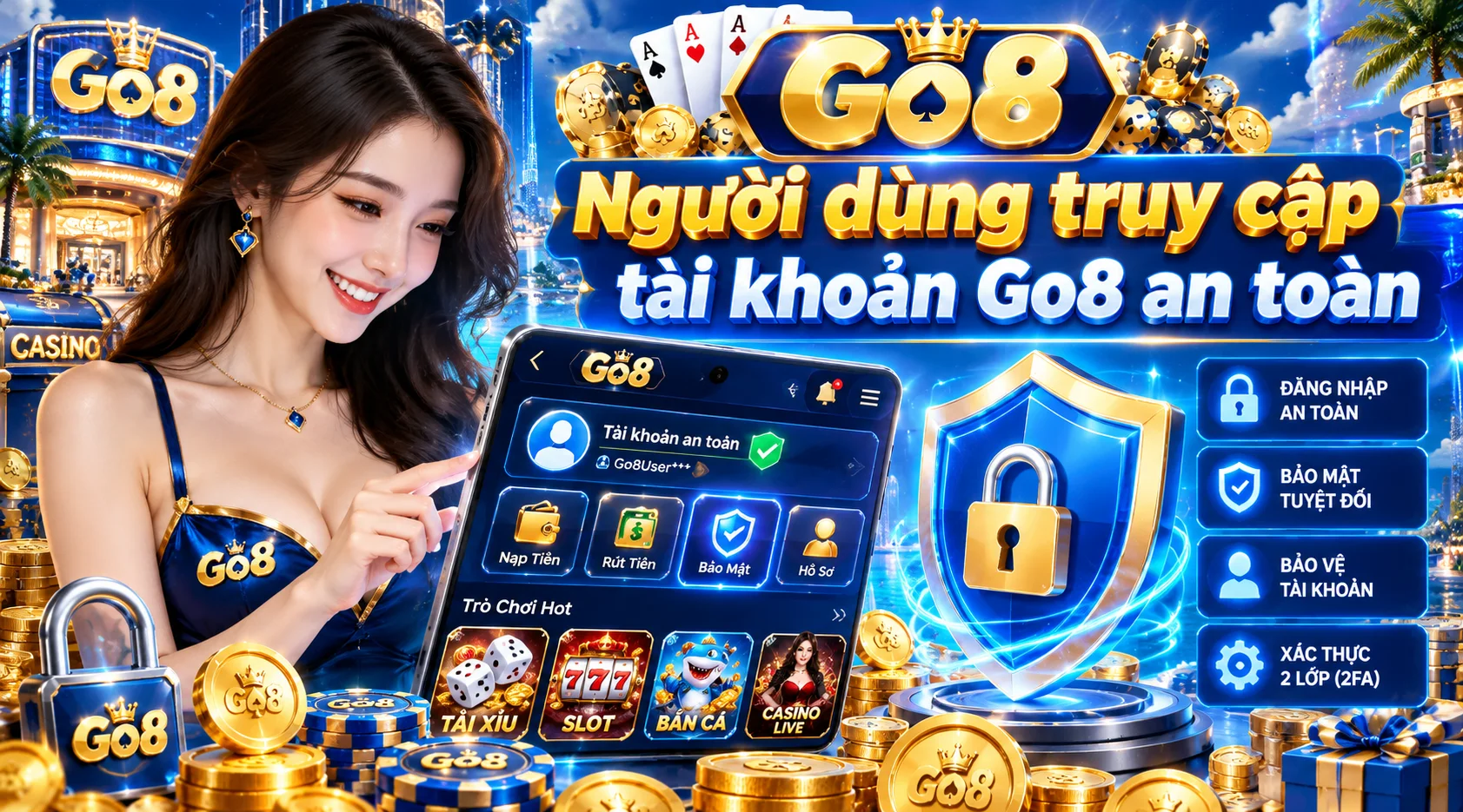 Người dùng truy cập tài khoản Go8 an toàn
