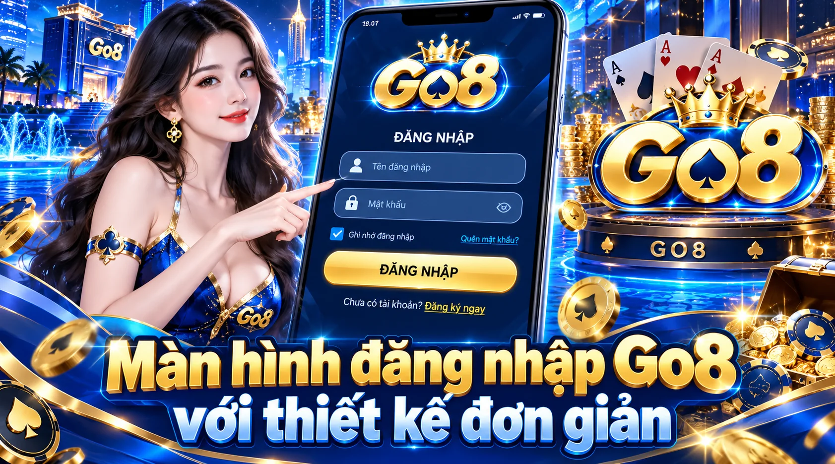 Màn hình đăng nhập Go8 với thiết kế đơn giản