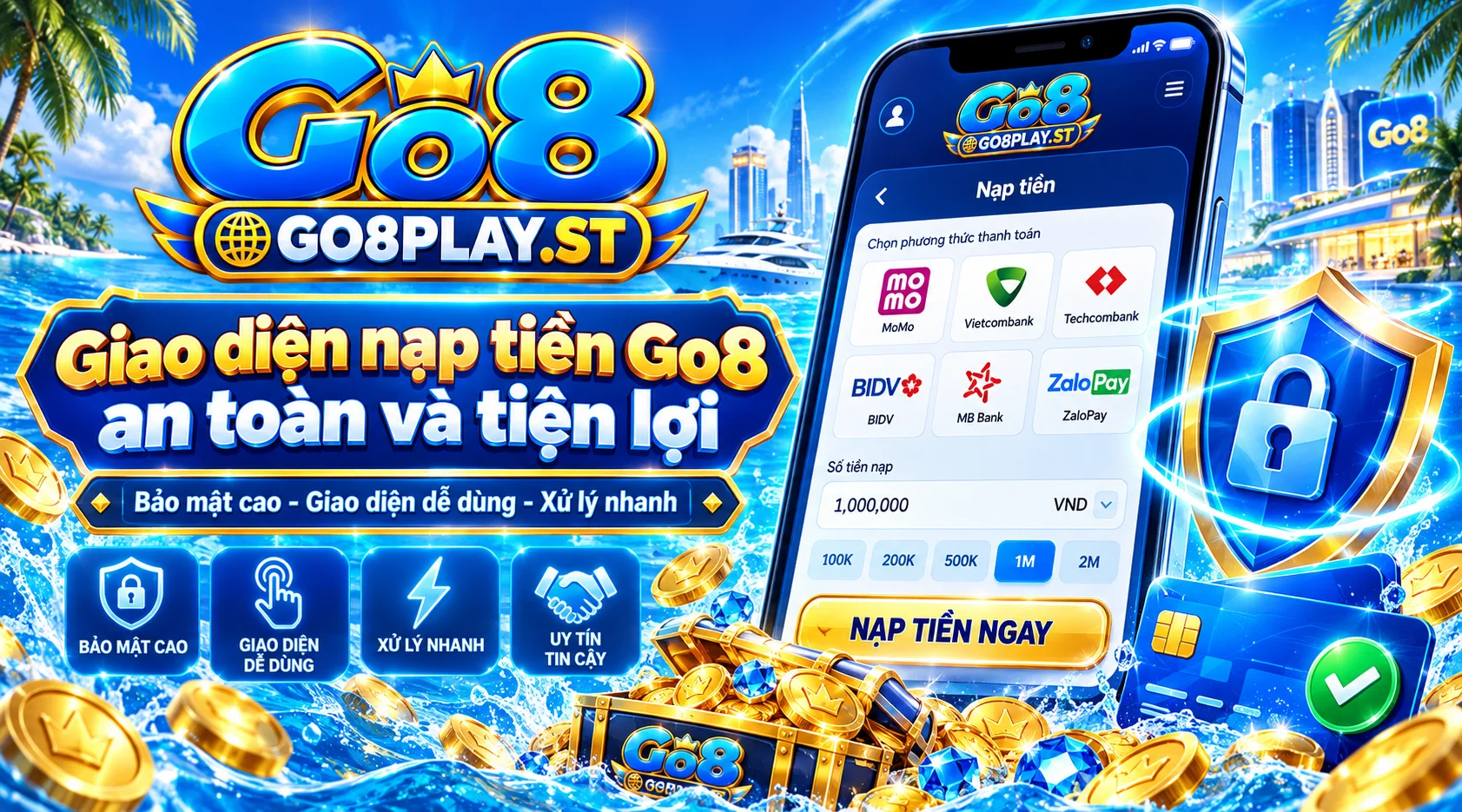 Giao diện nạp tiền Go8 an toàn và tiện lợi