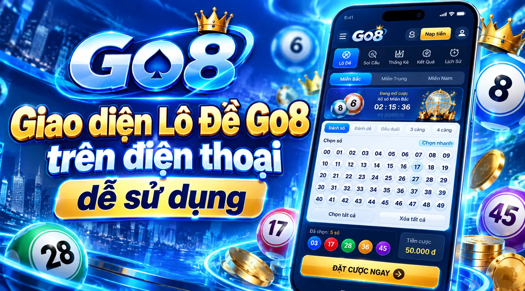 Giao diện Lô Đề Go8 trên điện thoại dễ sử dụng